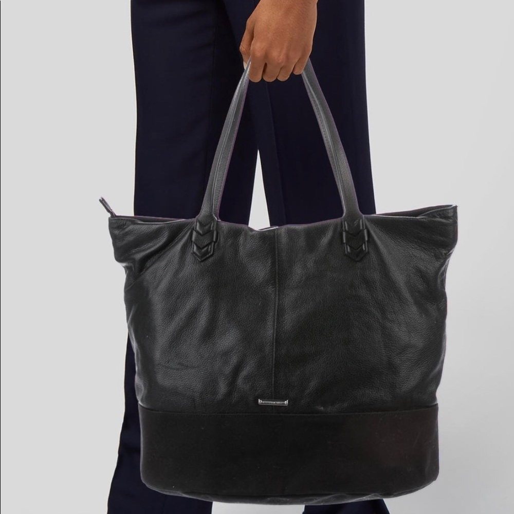 Rebecca Minkoff Leather and Canvas Tote Black